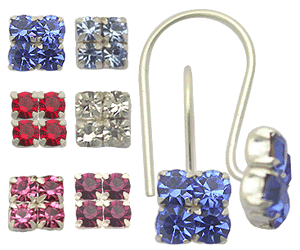 925 Silver & Rhinestone Earrings (Jewelled Hook)